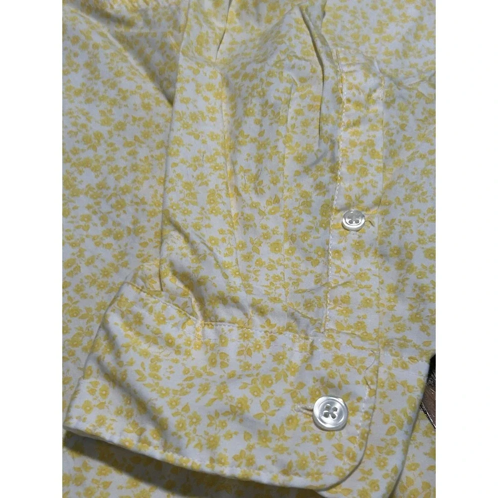J. Crew Button Down Shirt Men's L Long Sleeve Floral Yellow White Classic Preppy